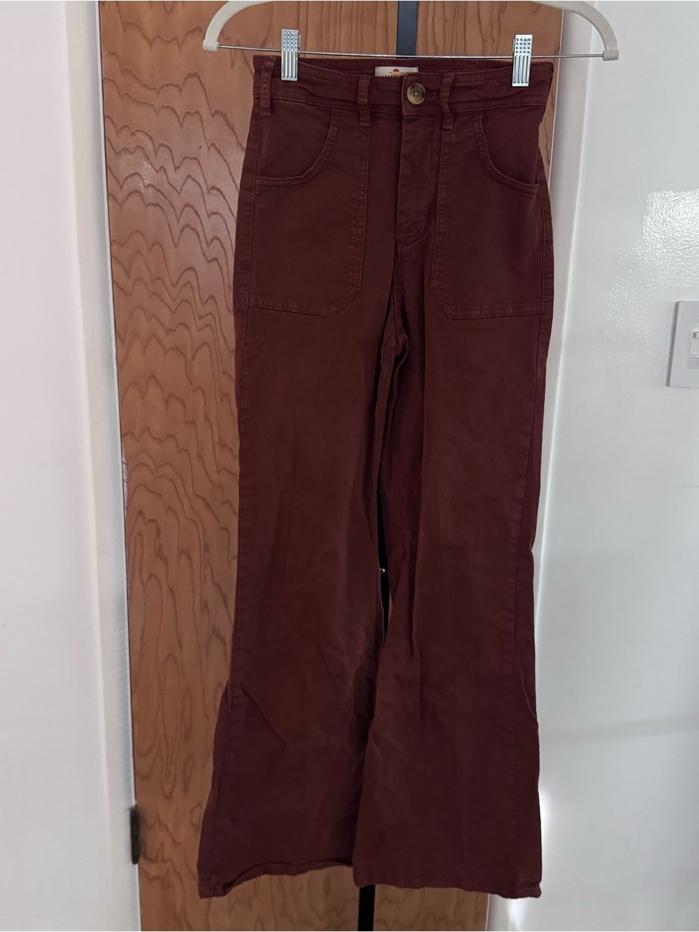 Marine Layer High-Rise Wide Leg Pants in Deep Burgundy women 0